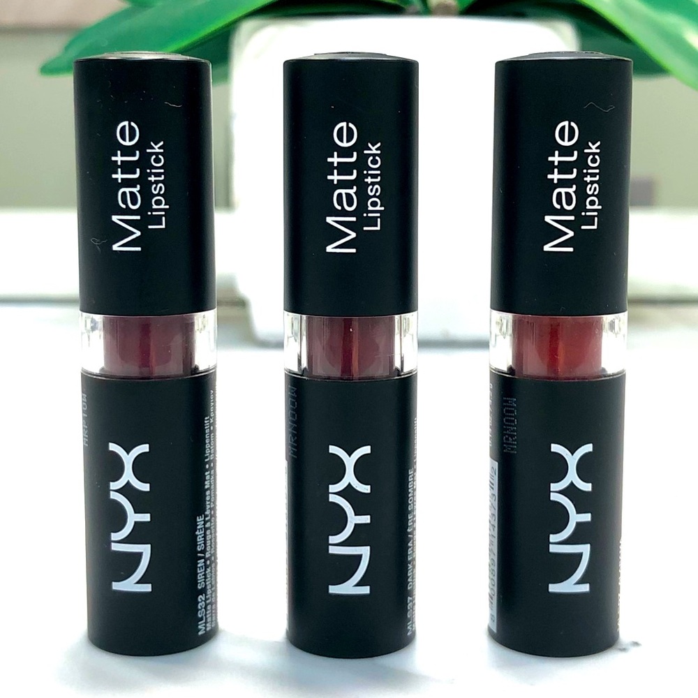 NYX Matte Lipstick Set - Alabama (MLS07), Siren (MLS32), & Dark Era (MLS37)